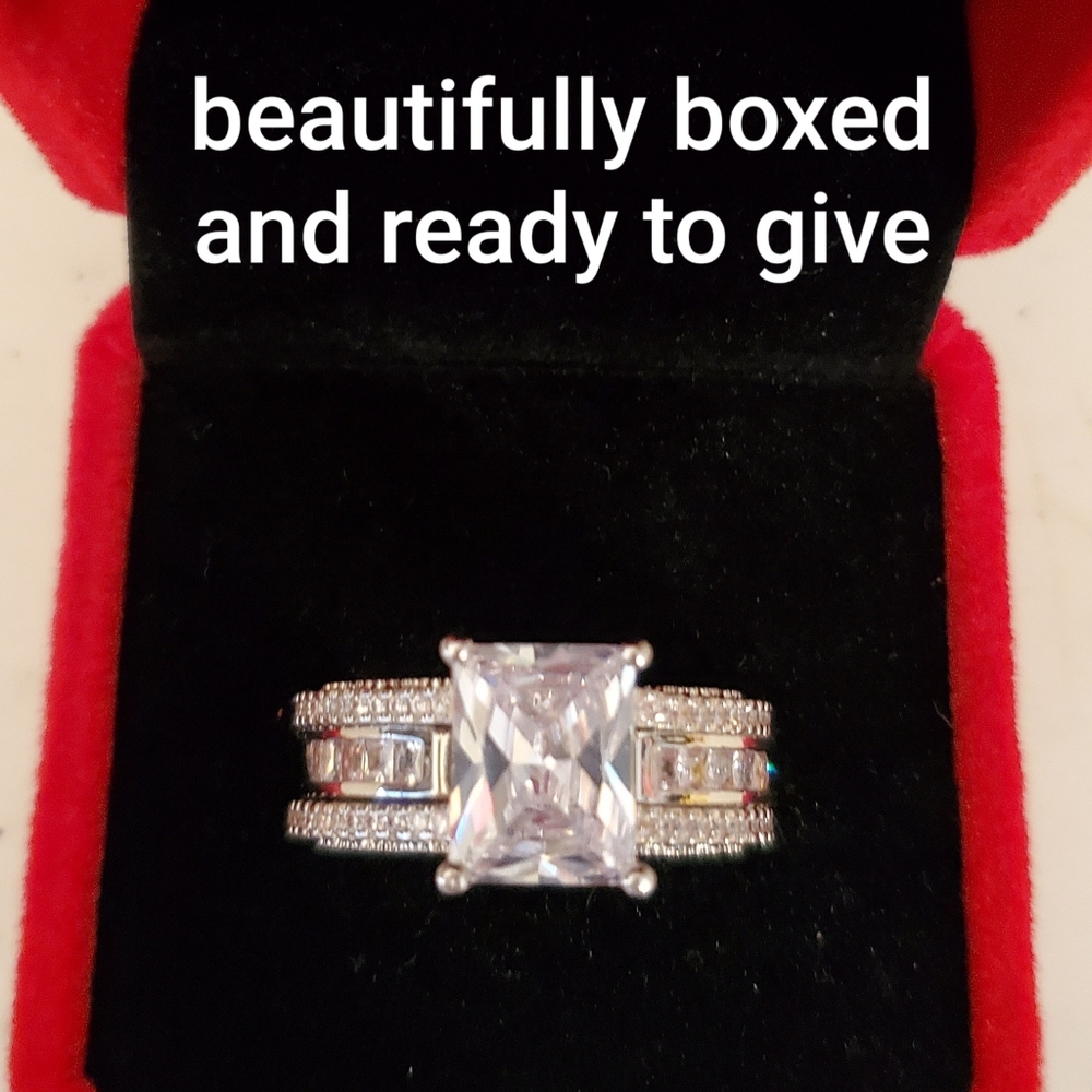 BRAND NEW 2 pc silver ring sz 6